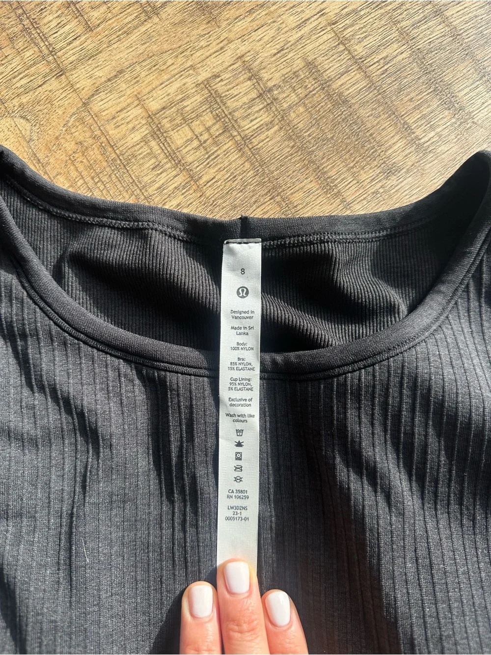 Lululemon Ebb to Street Black Ribbed Long Sleeve Crop Top